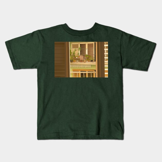 Balcony View in Cuba Kids T-Shirt by NelidaZubia